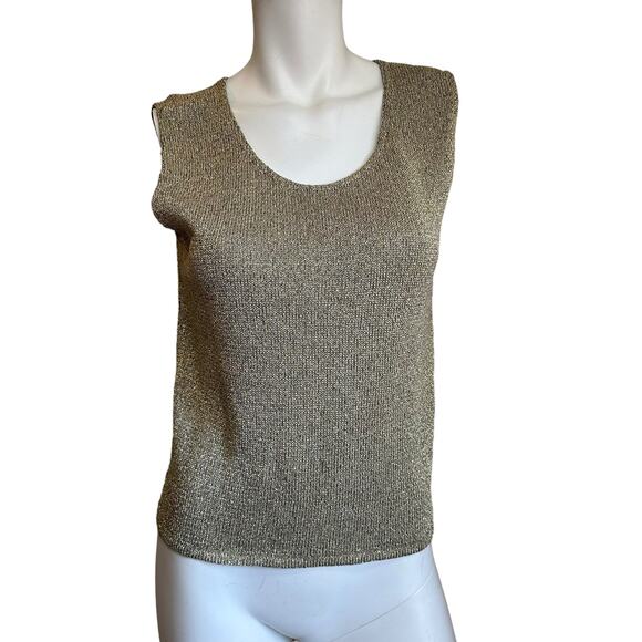 Vintage Brenda French for French Rags Gold Lurex Sleeveless Sweater sz 3=M/L EUC - Picture 10 of 10